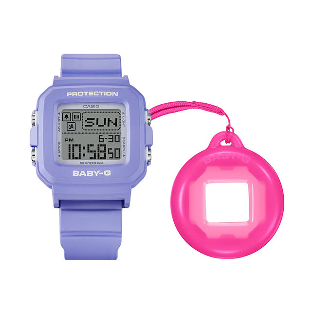Casio Baby-G + Plus BGD-10K-6DR 30th Anniversary Digital Dial Purple Resin Band + Case Holder Set 