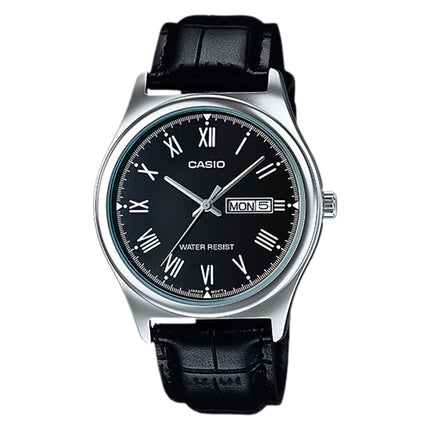 Casio General MTP-V006L-1BUDF Men Black Dial Black Leather Band