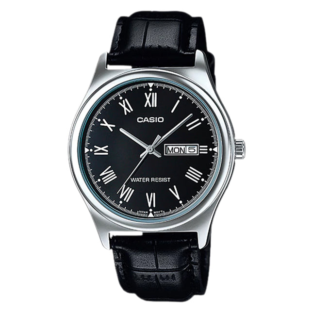 Casio General MTP-V006L-1BUDF Men Black Dial Black Leather Band