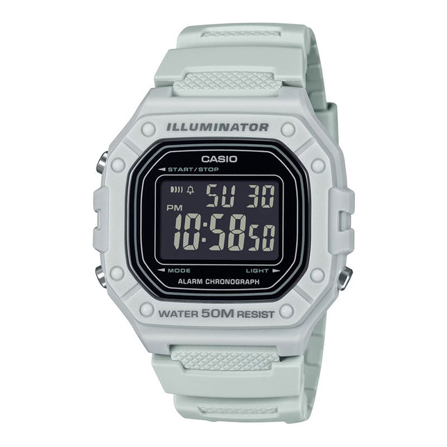 Casio W-218H-8BVDF Men Illuminator Digital Dial White Resin Band