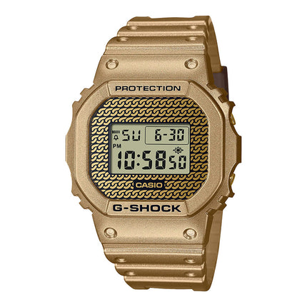 Casio G-Shock DWE-5600HG-1DR Hip Hop Gold Chain Digital Dial Gold Resin Band + Extra Band