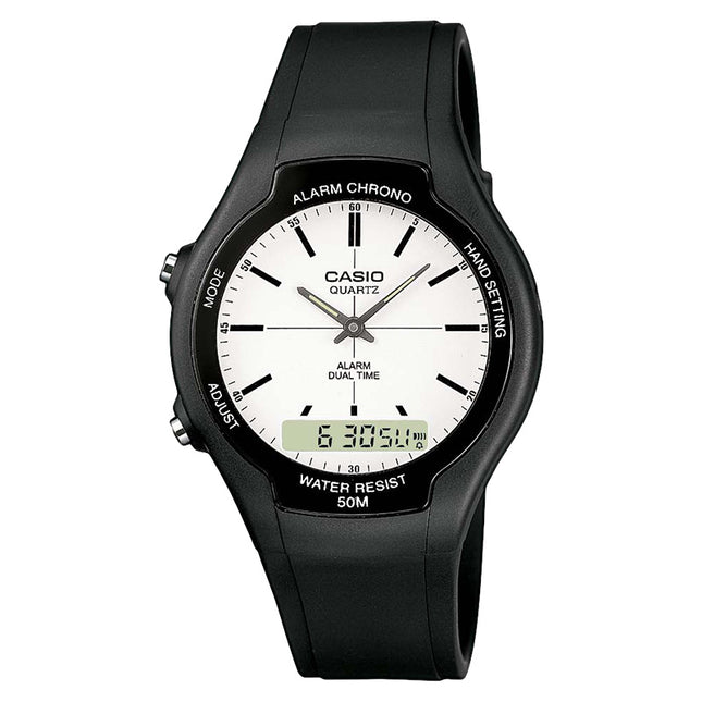 Casio General AW-90H-7EVDF Digital Analog Dial Black Resin Band