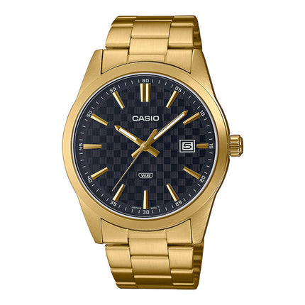 Casio General MTP-VD03G-1AUDF Men Black Dial Gold Stainless Steel Band