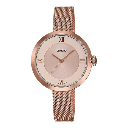 Casio General LTP-E154MPG-4ADF Enticer Ladies Rose Gold Dial Rose Gold Mesh Band