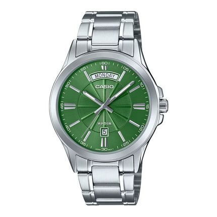Casio General MTP-1381D-3AVDF Enticer Men Green Dial Stainless Steel Band