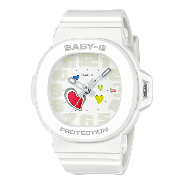 Casio Baby-G BGA-10-7ADR Playful Hearts Series Analog Dial White Resin Band
