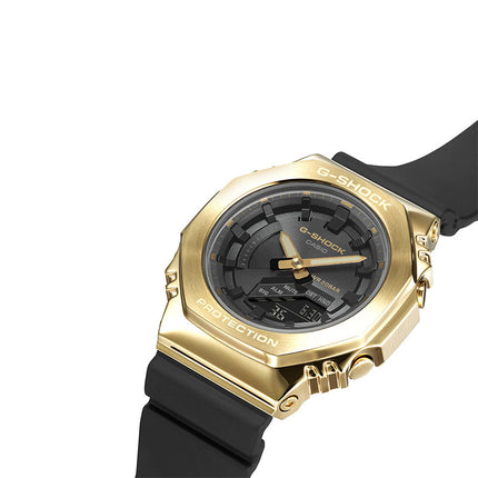 Casio G-Shock Women GM-S2100GB-1ADR CasiOak Stay Gold Series Digital Analog Dial Black Resin Band