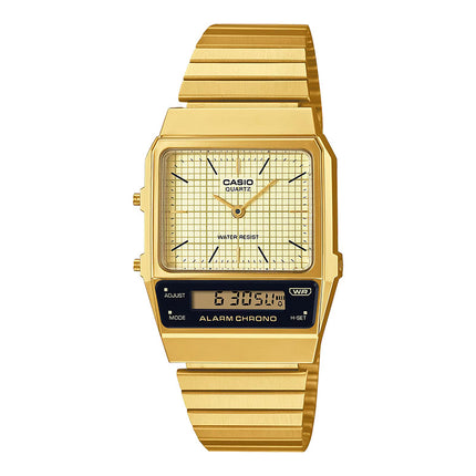 Casio General AQ-800EG-9ADF Vintage Edgy Collection Digital Analog Gold Dial Gold St Steel Band