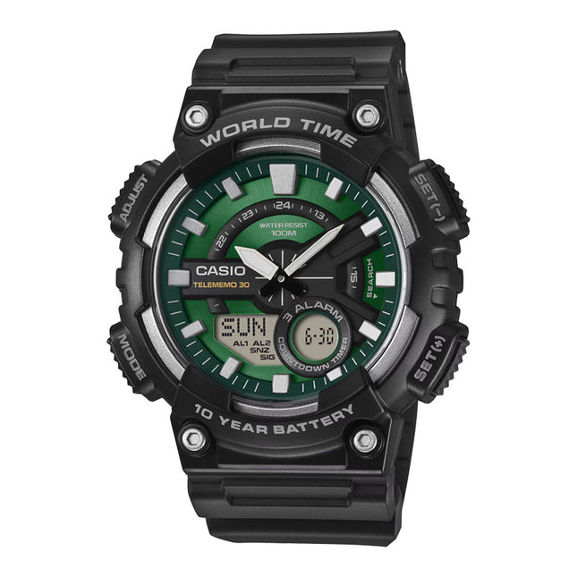 Casio General AEQ-110W-3A2VDF Men Digital Analog Dial Black Resin Band