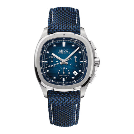 MIDO Multifort TV M049.527.11.041.00 Men Chronograph Blue Dial Stainless Steel Strap + Extra Strap