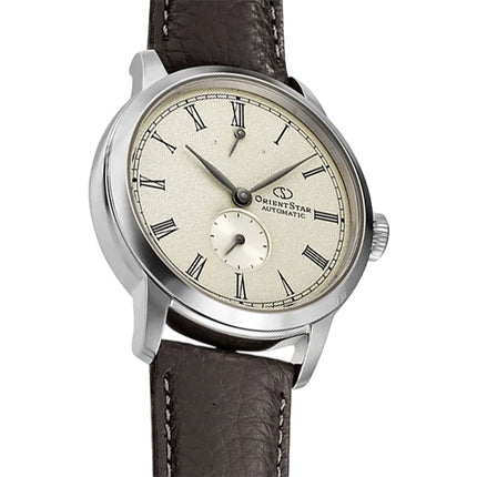 Orient Star M45 F7 RE-BS0002S Small Second Automatic Ivory Dial Brown Leather Strap 