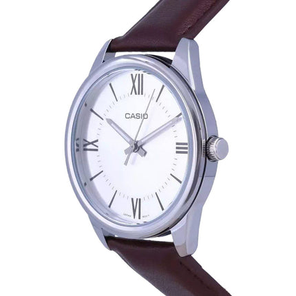 Casio General MTP-V005L-7B5UDF Men Silver Dial Brown Leather Band