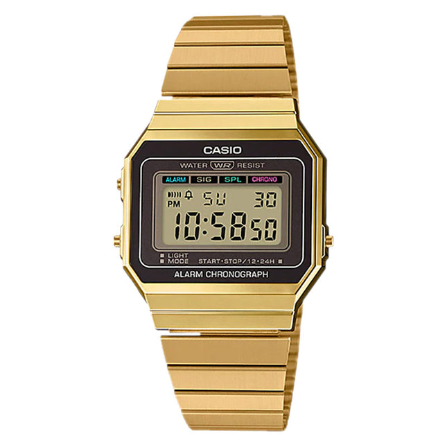 Casio A700WG-9ADF Vintage Ladies Digital Dial Gold Stainless Steel Band