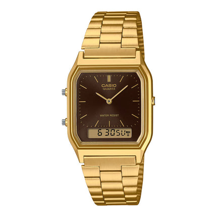 Casio General AQ-230GA-5AMQYDF Vintage Edgy Collection Digital Analog Brown Dial Gold St Steel Band