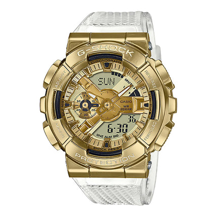 Casio G-Shock GM-110SG-9ADR Gold Ingot Collection Metal Covered Digital Analog Dial Clear Resin Band