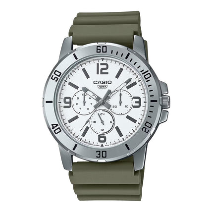 Casio General MTP-VD300-3BUDF Men White Dial Green Resin Band