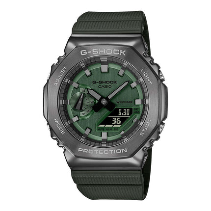 Casio G-Shock GM-2100B-3ADR CasiOak Metal Covered Green Analog Digital Dial Green Olive Resin Band