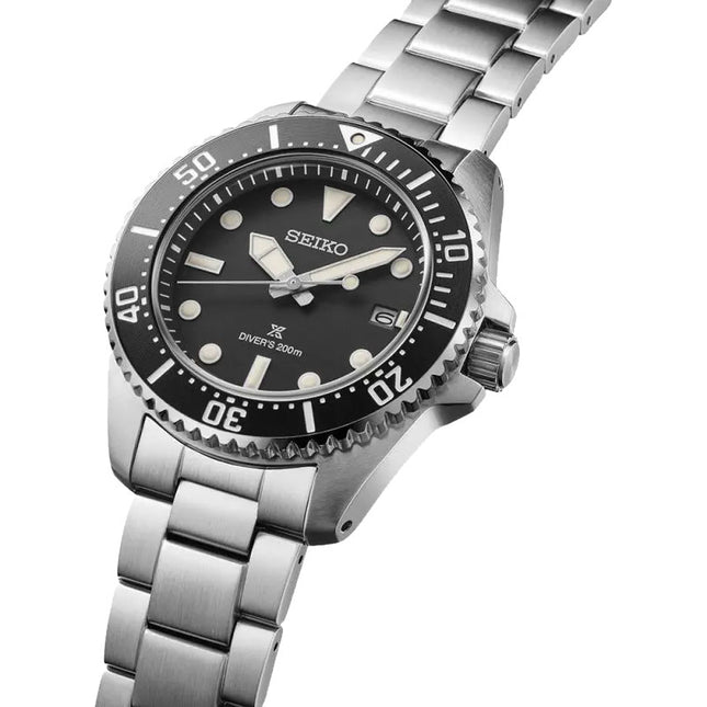 Seiko Prospex SNE597P1 Solar Diver Black Dial Stainless Steel Strap