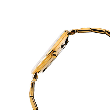 Alba Prestige AS9K08X1 Men White Pattern Dial Gold Stainless Steel Strap