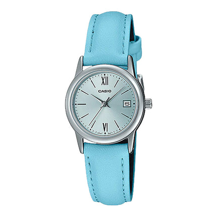 Casio General LTP-V002L-2B3UDF Ladies Light Blue Sunray Dial Blue Leather Band