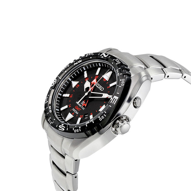 Seiko Prospex SUN049P1 Land Kinetic GMT Black Dial Stainless Steel Strap