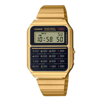 Casio General CA-500WEG-1ADF Vintage Calculator Digital Dial Gold Stainless Steel Band