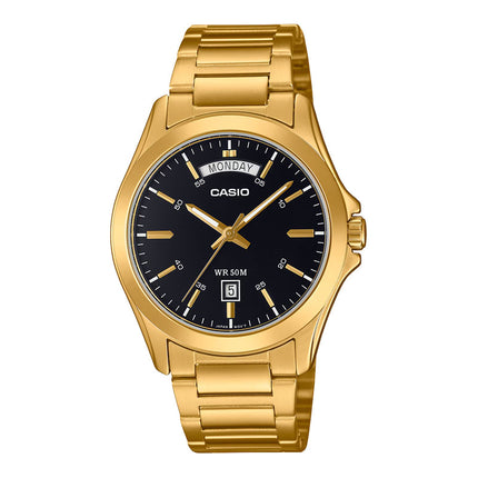 Casio General MTP-1370G-1AVDF Enticer Men Black Dial Gold Stainless Steel Band