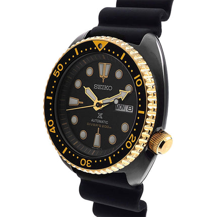 Seiko Prospex SRPD46K1 Black Turtle Gold Ring Edition Automatic Black Dial Black Rubber Strap 