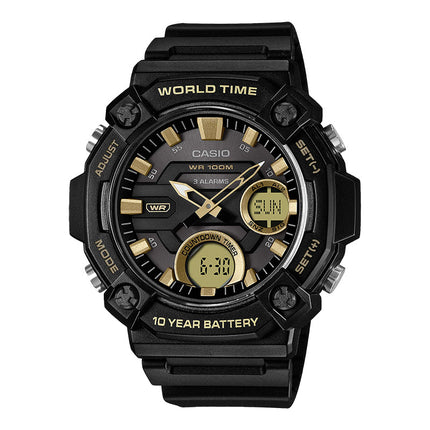 Casio General AEQ-120W-9AVDF Black Digital Analog Dial Black Resin Band