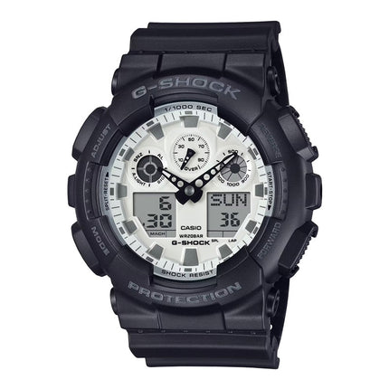 Casio G-Shock GA-100WD-1ADR Black And Briliant White Digital Analog Dial Black Resin Band