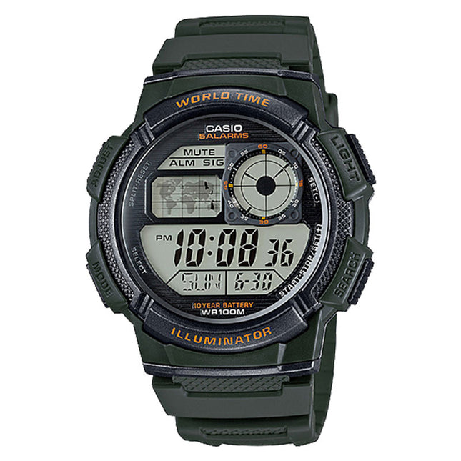 Casio General AE-1000W-3AVDF 10 Year Battery Water Resistance 100M Green Resin Band