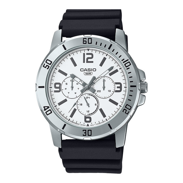Casio General MTP-VD300-7BUDF Men White Dial Black Resin Band