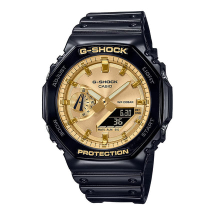 Casio G-Shock GA-2100GB-1ADR CasiOak Gold And Silver Series Digital Analog Dial Black Resin Band