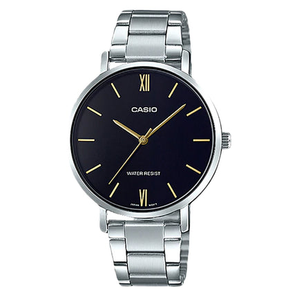 Casio General LTP-VT01D-1BUDF Analog Ladies Black Dial Stainless Steel Band
