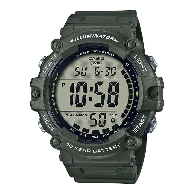 Casio General AE-1500WHX-3AVDF Illuminator Digital Dial Extra Long Army Green Resin Band