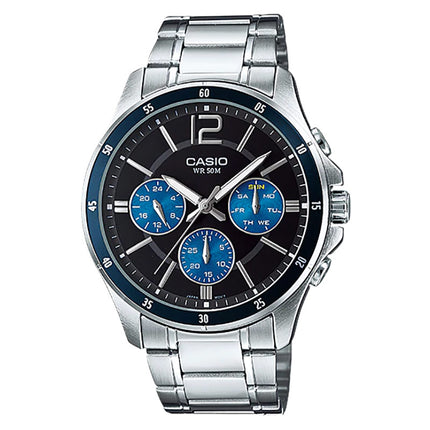 Casio General MTP-1374D-2AVDF Enticer Men Black Dial Stainless Steel Band