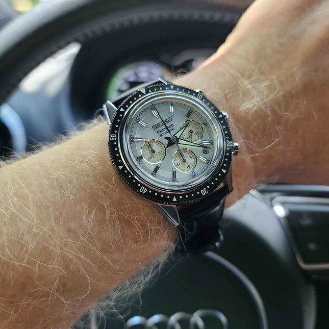 Seiko Presage SRQ031J1 Auto Chrono 55th Anniversary Black Leather Strap Limited Edition