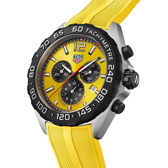 TAG Heuer Formula 1 CAZ101AM.FT8054 Chronograph Yellow Dial Yellow Rubber Strap