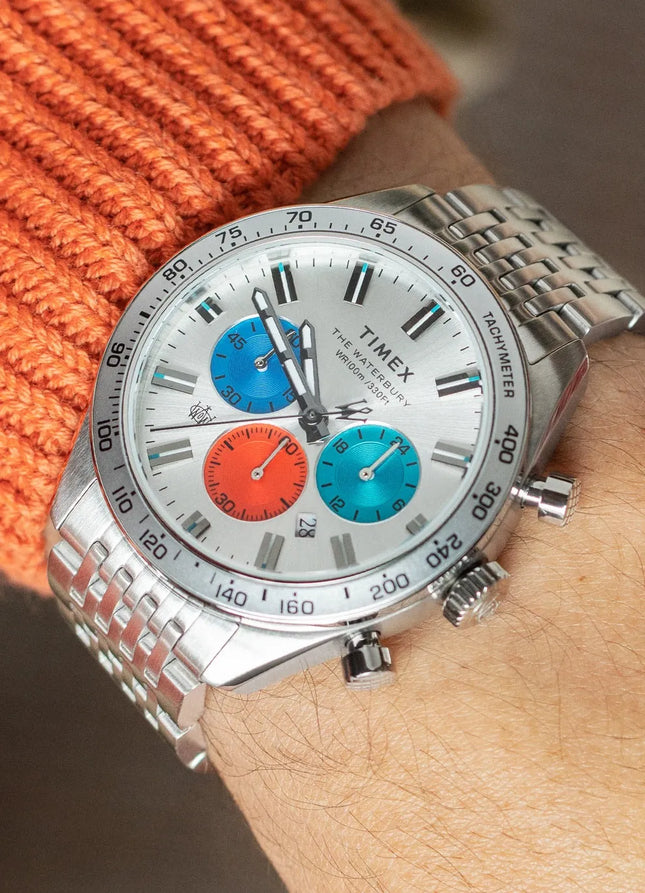 Timex Waterbury TW2V42400 Chronograph Dual Tone Dial Stainless Steel Strap