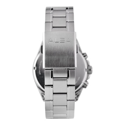 Alba Active AM3875X1 Chronograph Men Black Patterned Dial Stainless Steel Strap