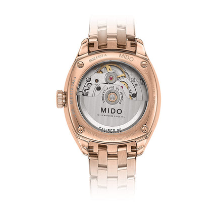 MIDO Belluna II M024.307.33.036.00 Royal Lady Silver Dial Rose Gold Stainless Steel Strap