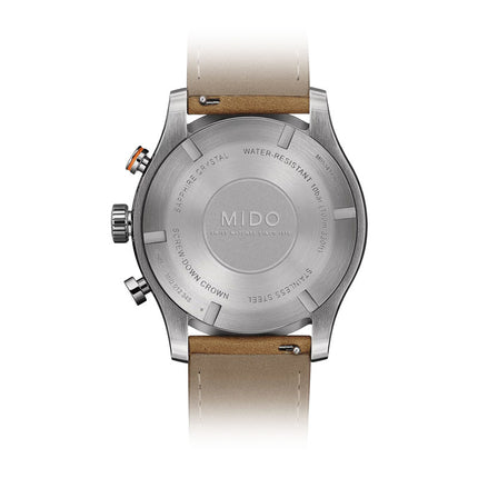 Mido Multifort M053.417.16.061.00 Chronograph Anthracite Dial Brown Leather Strap