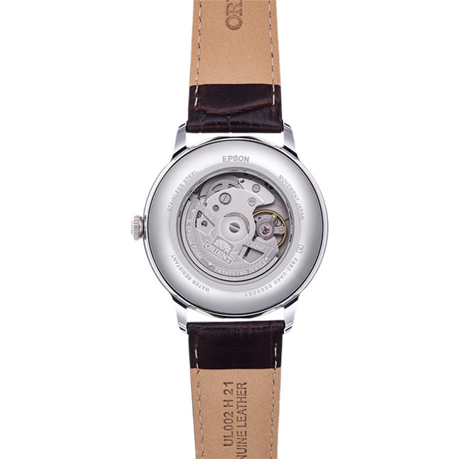 Orient Classic RA-AK0803Y Automatic Sun & Moon Beige Dial Dark Brown Leather Strap