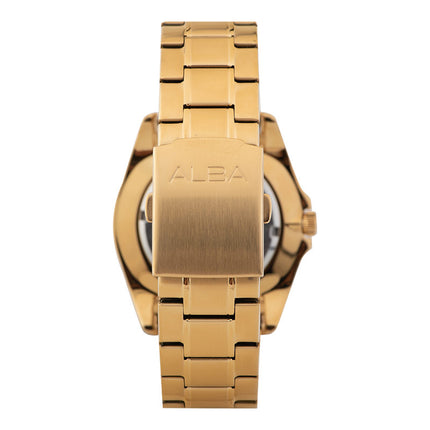 Alba Prestige AJ6094X1 Champagne Pattern Dial Gold Stainless Steel Strap
