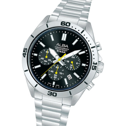 Alba Active AT3K81X1 Men Chronograph Black Dial Stainless Steel Strap