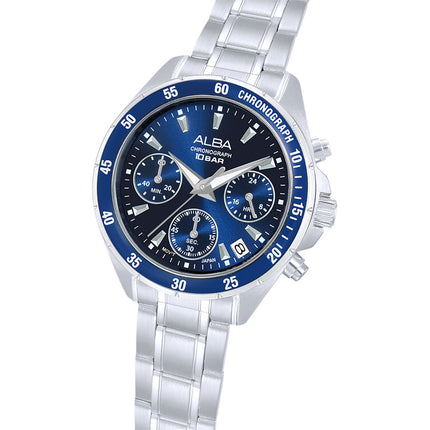 Alba Active AT3K91X1 Ladies Chronograph Blue Dial Stainless Steel Strap