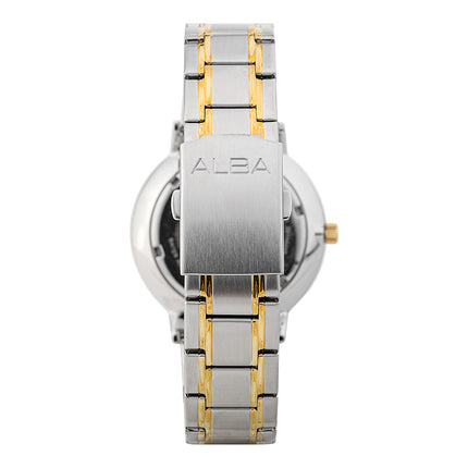 Alba AS9L22X1 Men Silver Patterned Dial Dual Tone Stainless Steel Strap