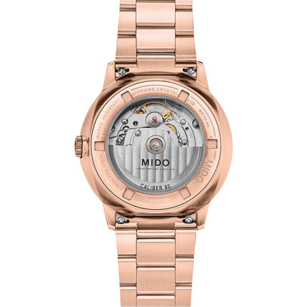 MIDO Commander M021.430.33.091.00 Datoday Automatic Green Dial Rose Gold Stainless Steel Strap