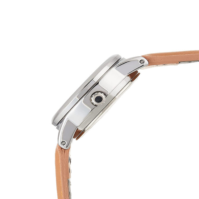 Casio General LTP-V002L-7B3UDF Ladies Silver Dial Tan Leather Band