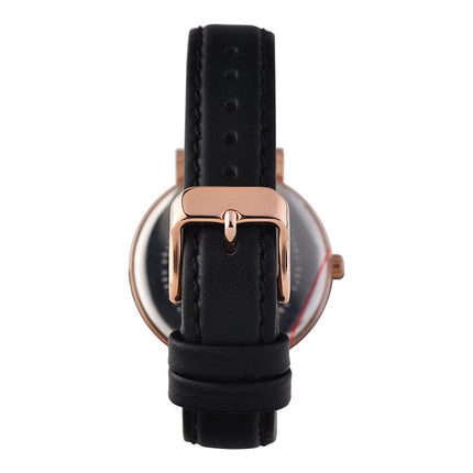 Alba Fashion AG8N88X1 Ladies Silver White Dial Black Leather Strap